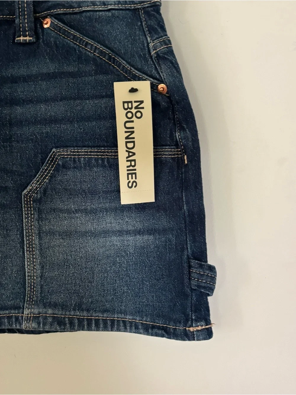 NWT No Boundaries Carpenter Denim Mini Skirt Low Rise Small 4-6 - Picture 5 of 12